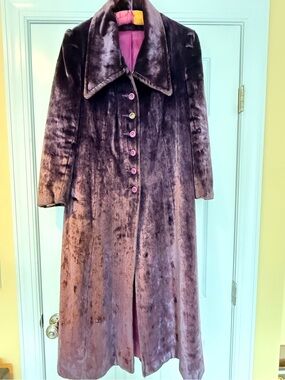 Women's Plush Purple Velvet Trench Coat